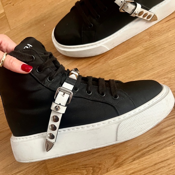 Prada tessuto studded black high top sneaker - Picture 2 of 10
